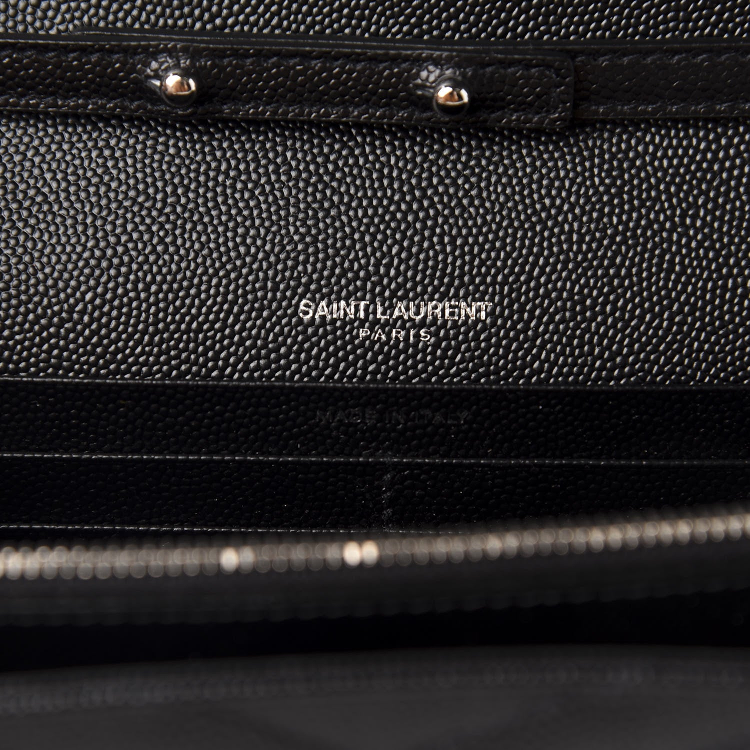 Saint Laurent Grain De Poudre Matelasse Chevron Monogram Chain Wallet Black 9 of 12