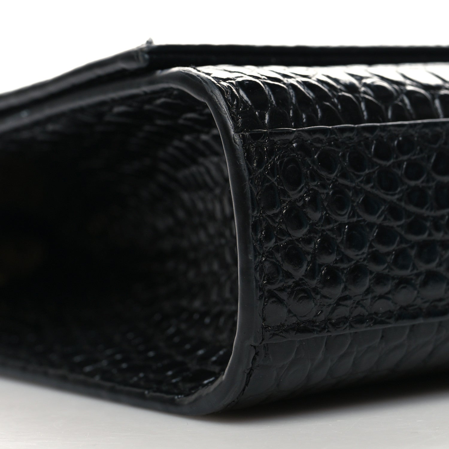 Saint Laurent Calfskin Crocodile Embossed Medium Classic Monogram Kate Tassel Satchel Black 9 of 10