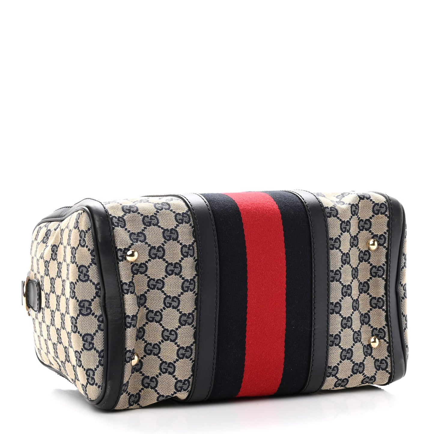 Monogram Selleria Calfskin Vintage Web Medium Boston Beige Blue