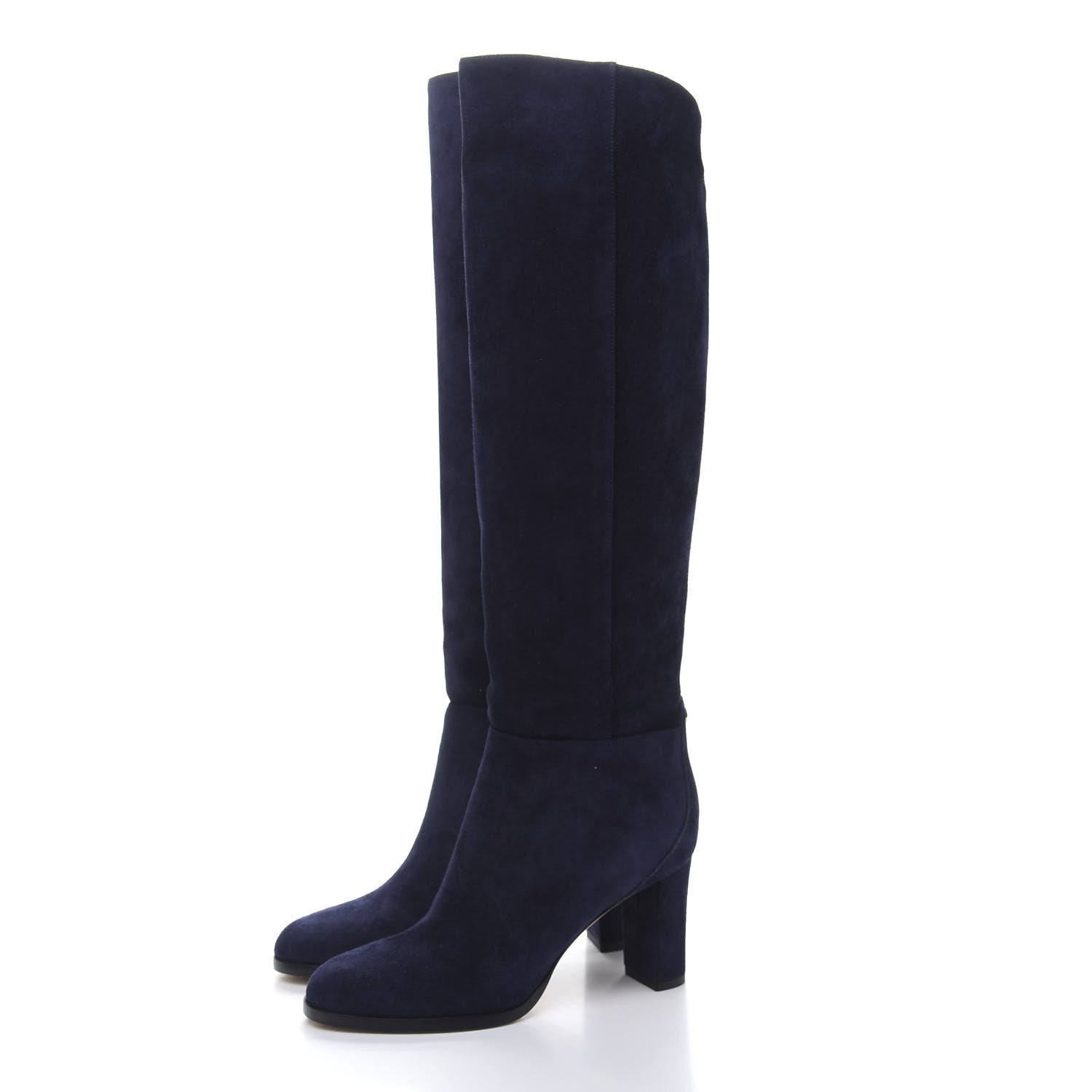 Jimmy Choo Suede Madalie 80 Knee High Boots 35.5 Navy 3 of 7