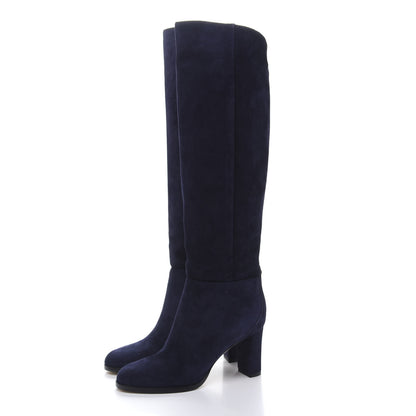 Jimmy Choo Suede Madalie 80 Knee High Boots 35.5 Navy 3 of 7