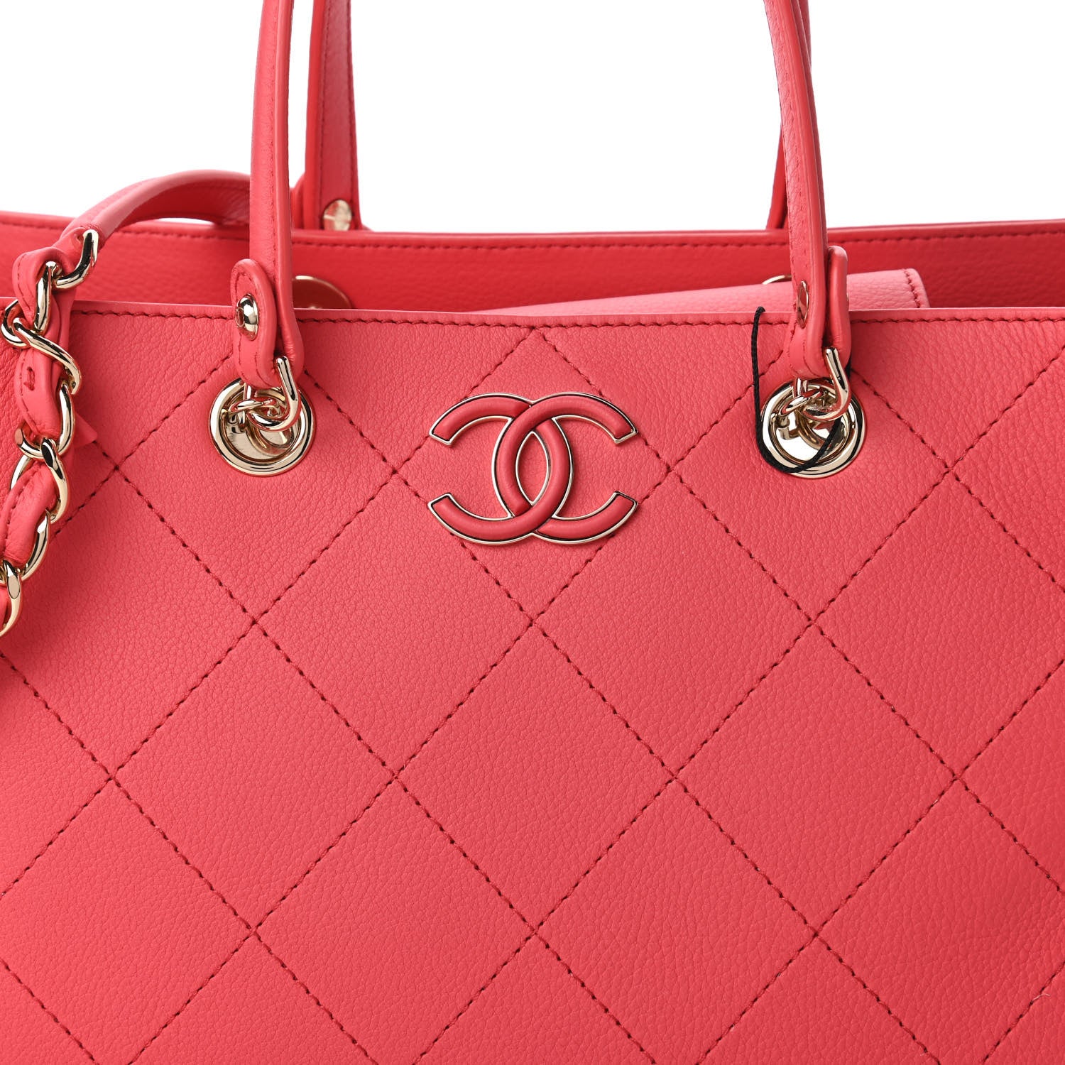 Chanel Bullskin Stitched Small Shopping Tote Pink 10 of 10