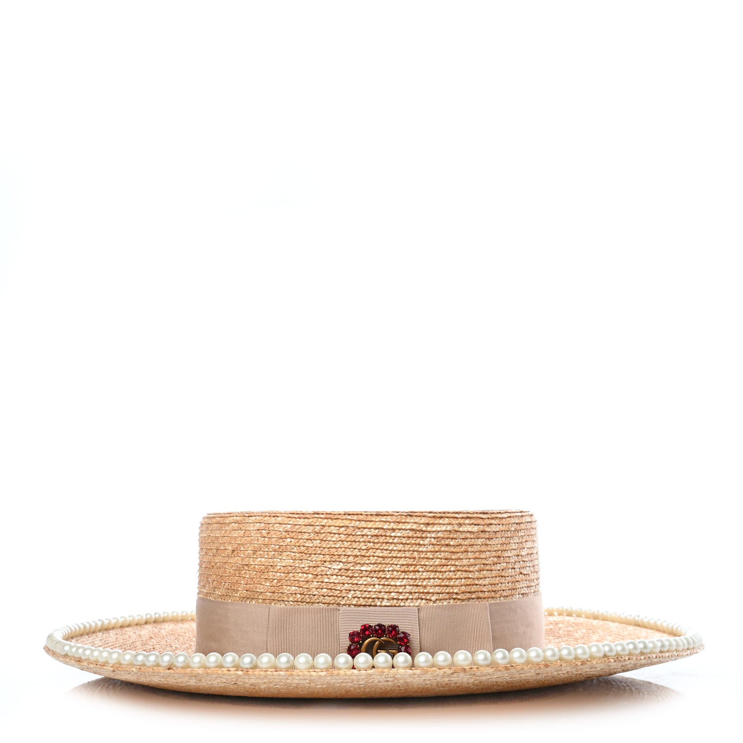 Gucci Straw Pearl Embellished Notte Hat L 1 of 4