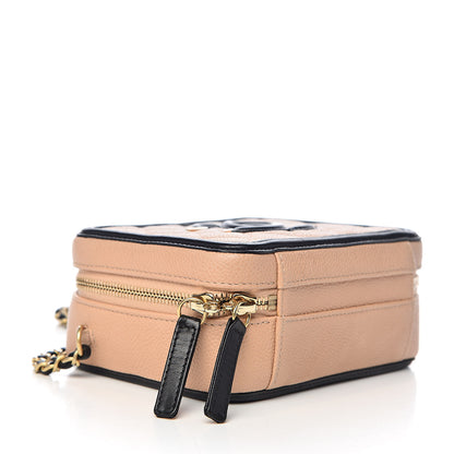 Chanel Caviar Quilted Small CC Filigree Vanity Case Beige Black 4 of 10