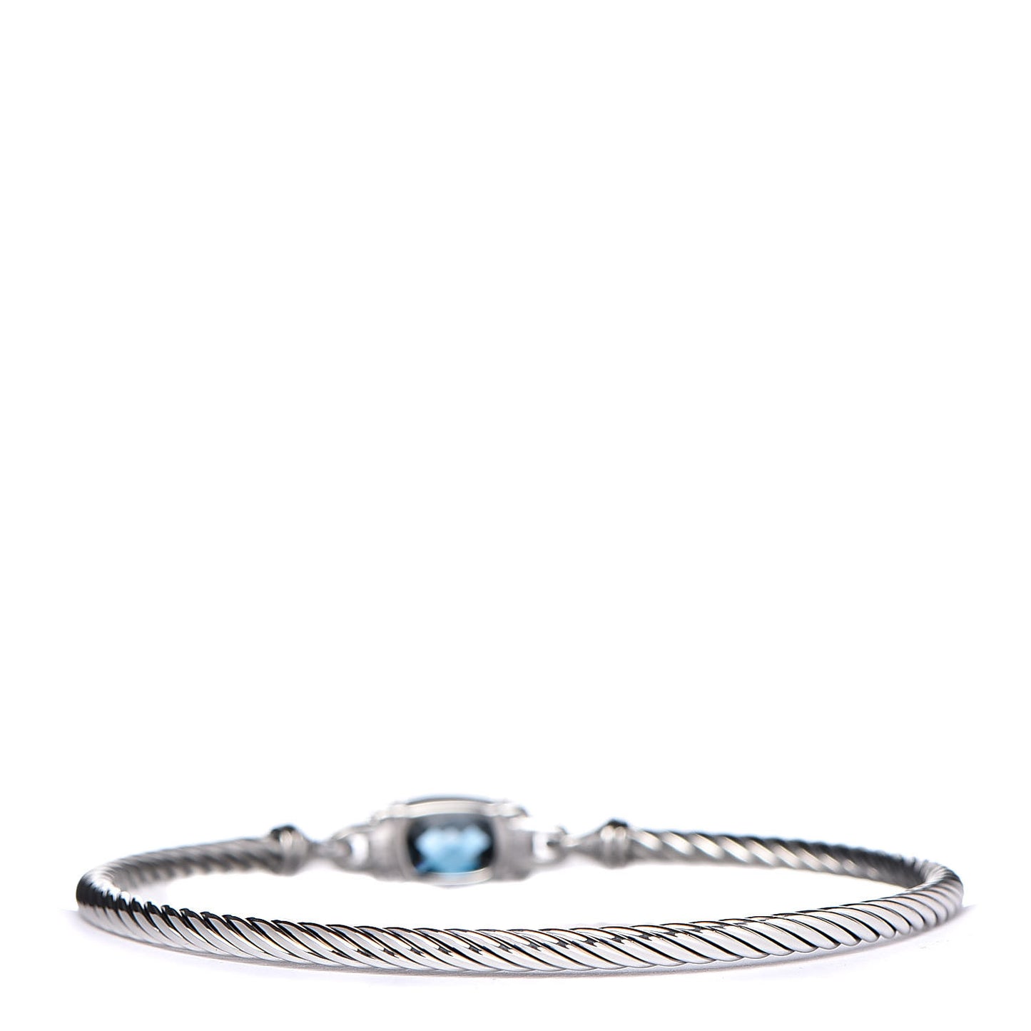 Sterling Silver Diamond Hampton Blue Topaz 3mm Petite Wheaton Bracelet