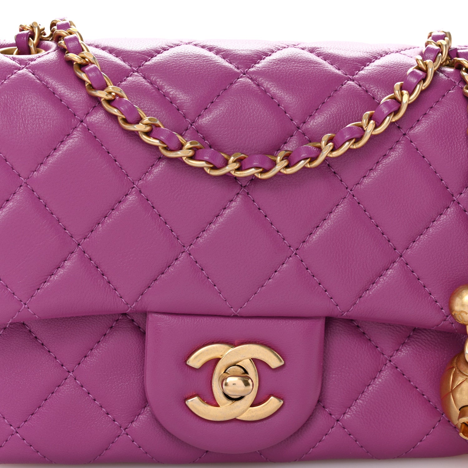 Chanel Lambskin Quilted Mini Pearl Crush Flap Purple 8 of 10
