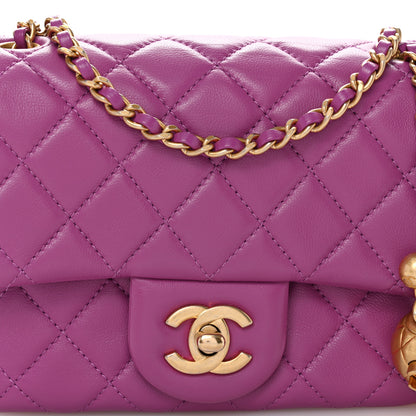 Chanel Lambskin Quilted Mini Pearl Crush Flap Purple 8 of 10