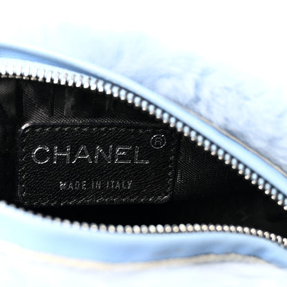 Chanel Lapin Rabbit Fur Lambskin Shoulder Bag Blue 6 of 10