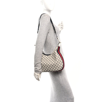 Gucci GG Supreme Monogram Textured Calfskin Web Large Attache Shoulder Bag Beige Blue 2 of 10