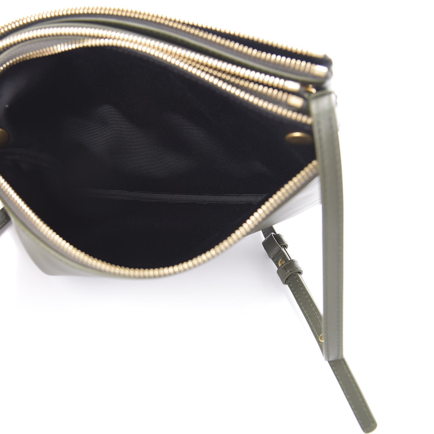 Celine Lambskin Large Trio Crossbody Bag Army Green 7 of 10
