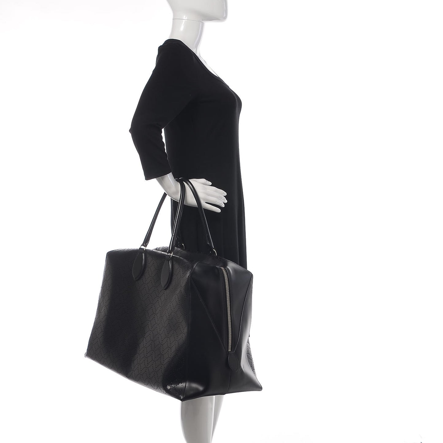 Calfskin Lux Laser Cut Weekender Black