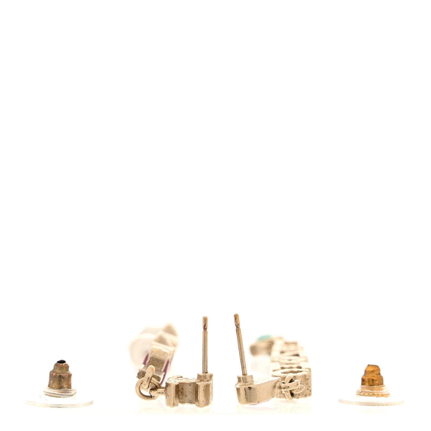 Pearl Enamel Logo Long Drop Earrings Gold