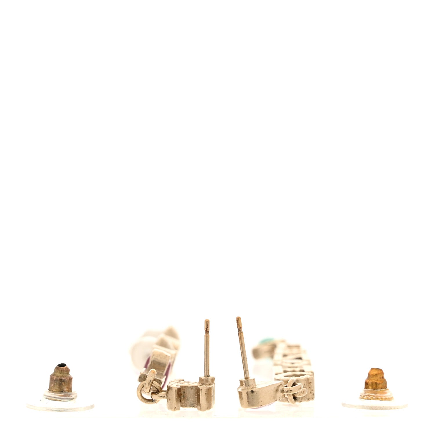 Chanel Pearl Enamel Logo Long Drop Earrings Gold 3 of 5