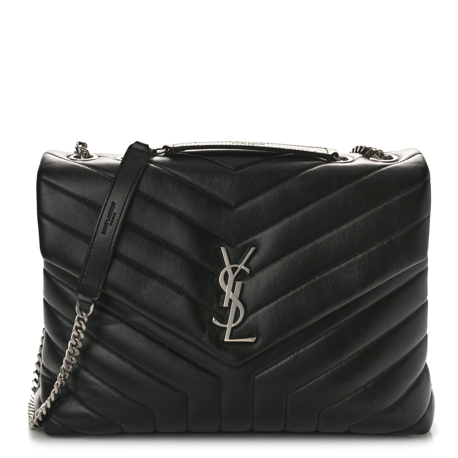 Saint Laurent Calfskin Y Quilted Monogram Medium Loulou Chain Satchel Black 1 of 8