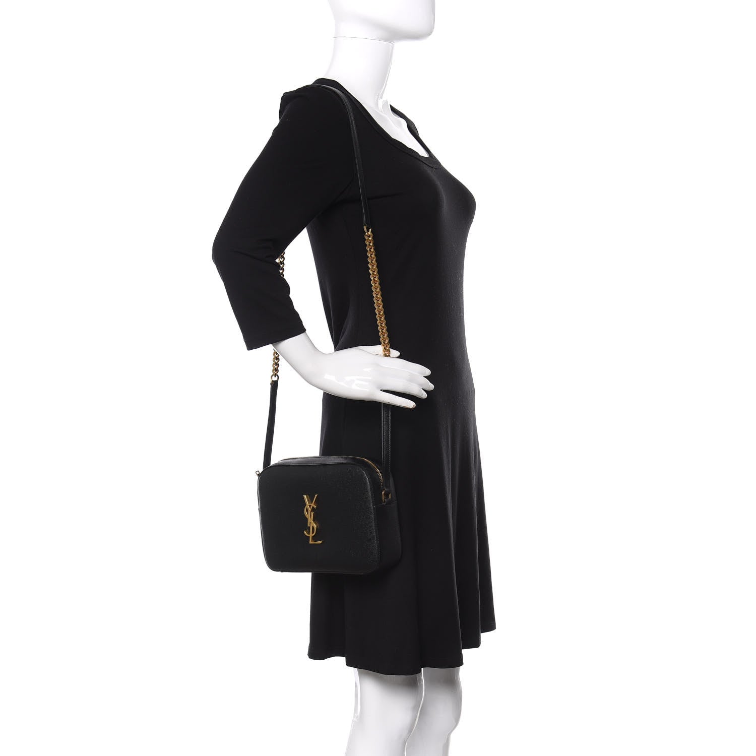 Saint Laurent Grain De Poudre Medium Classic Monogram Camera Bag Black 2 of 9