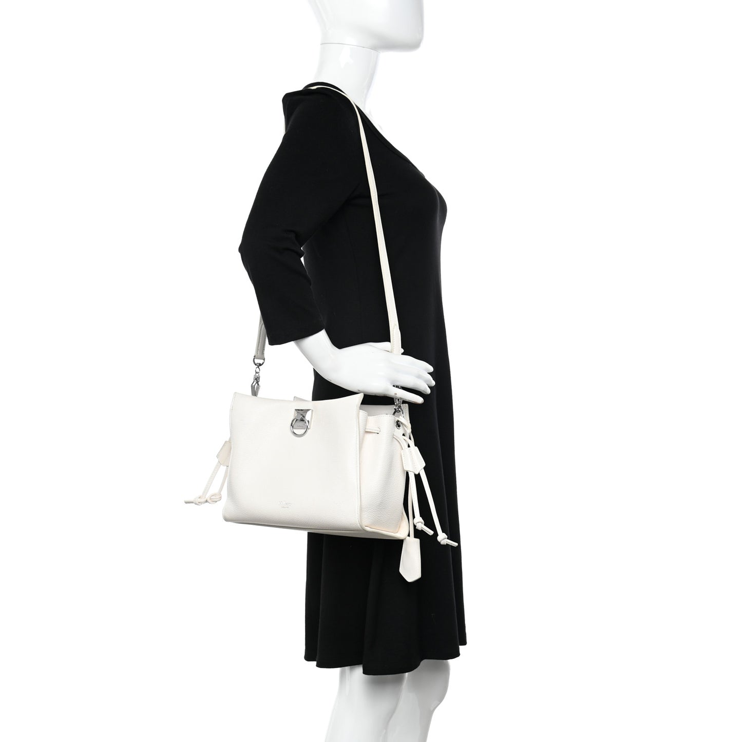 Heavy Grain Small Iris Tote Chalk Black