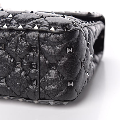 Valentino Garavani Craquele Nappa Medium Rockstud Spike Shoulder Bag Black 8 of 8