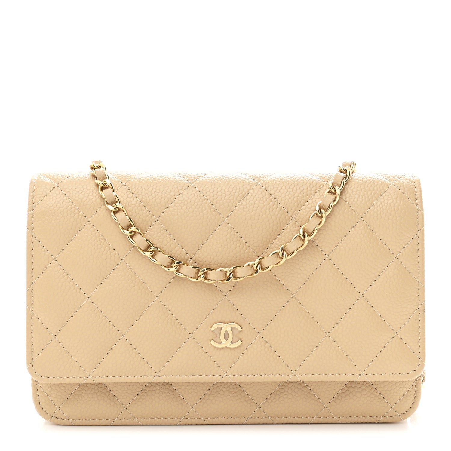 Chanel Caviar Quilted Wallet on Chain WOC Beige 1 of 12