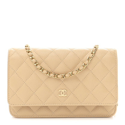 Chanel Caviar Quilted Wallet on Chain WOC Beige 1 of 12