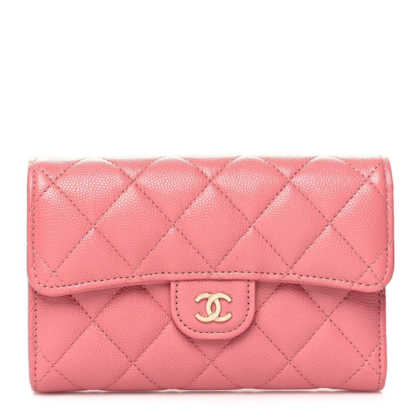 Caviar Quilted Medium Flap Wallet Pink
