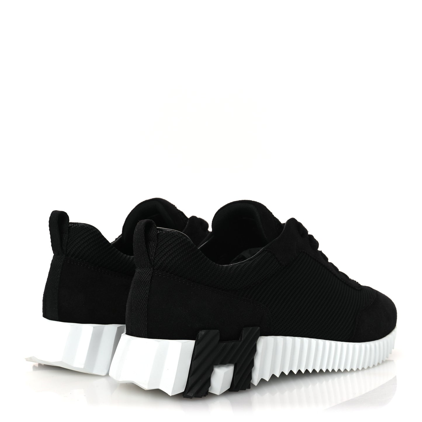 Textured Mesh Suede Goatskin Bouncing Sneakers 40 Black