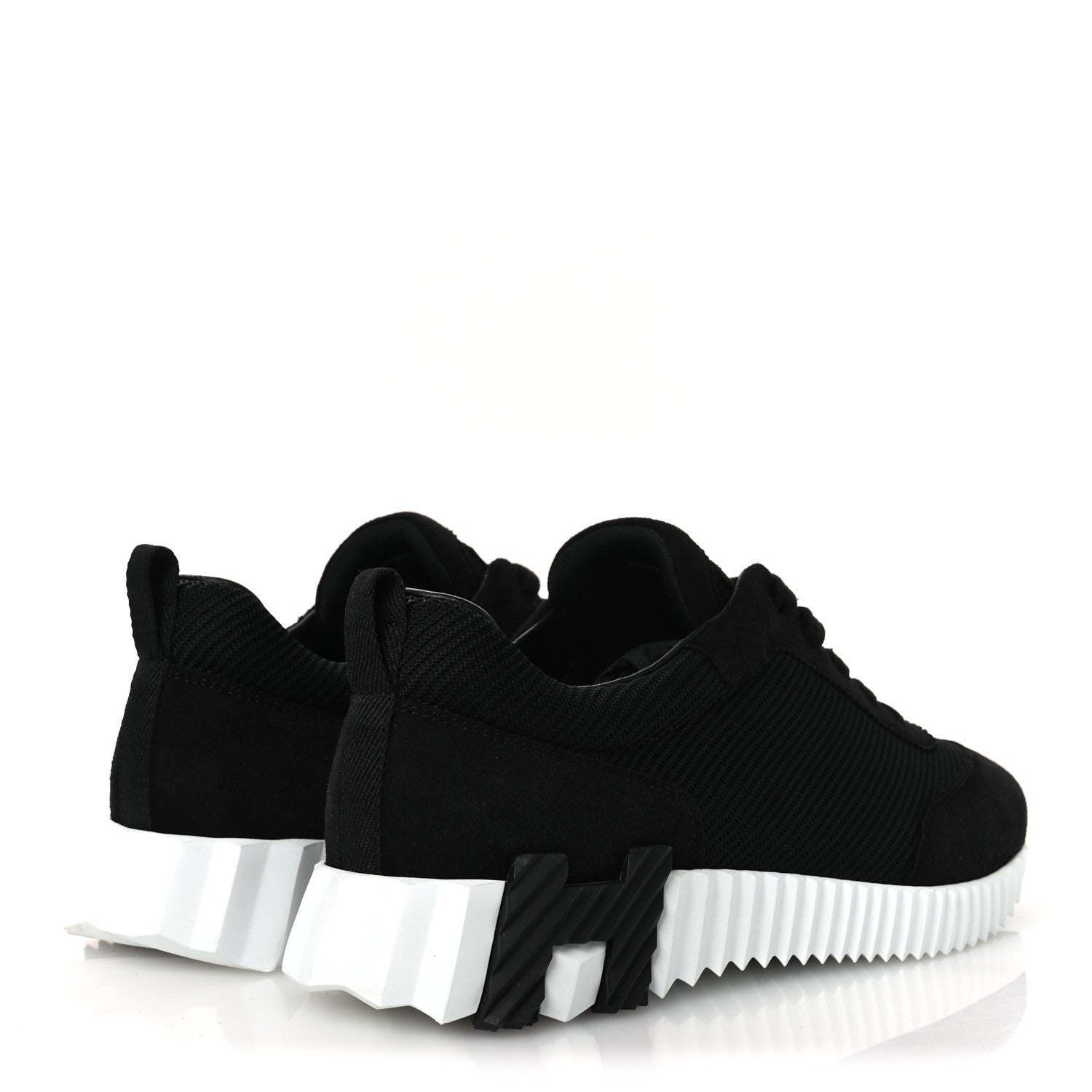 Hermes Textured Mesh Suede Goatskin Bouncing Sneakers 40 Black 5 of 11