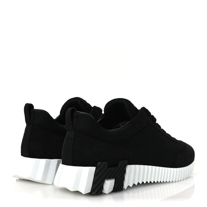 Hermes Textured Mesh Suede Goatskin Bouncing Sneakers 40 Black 5 of 11