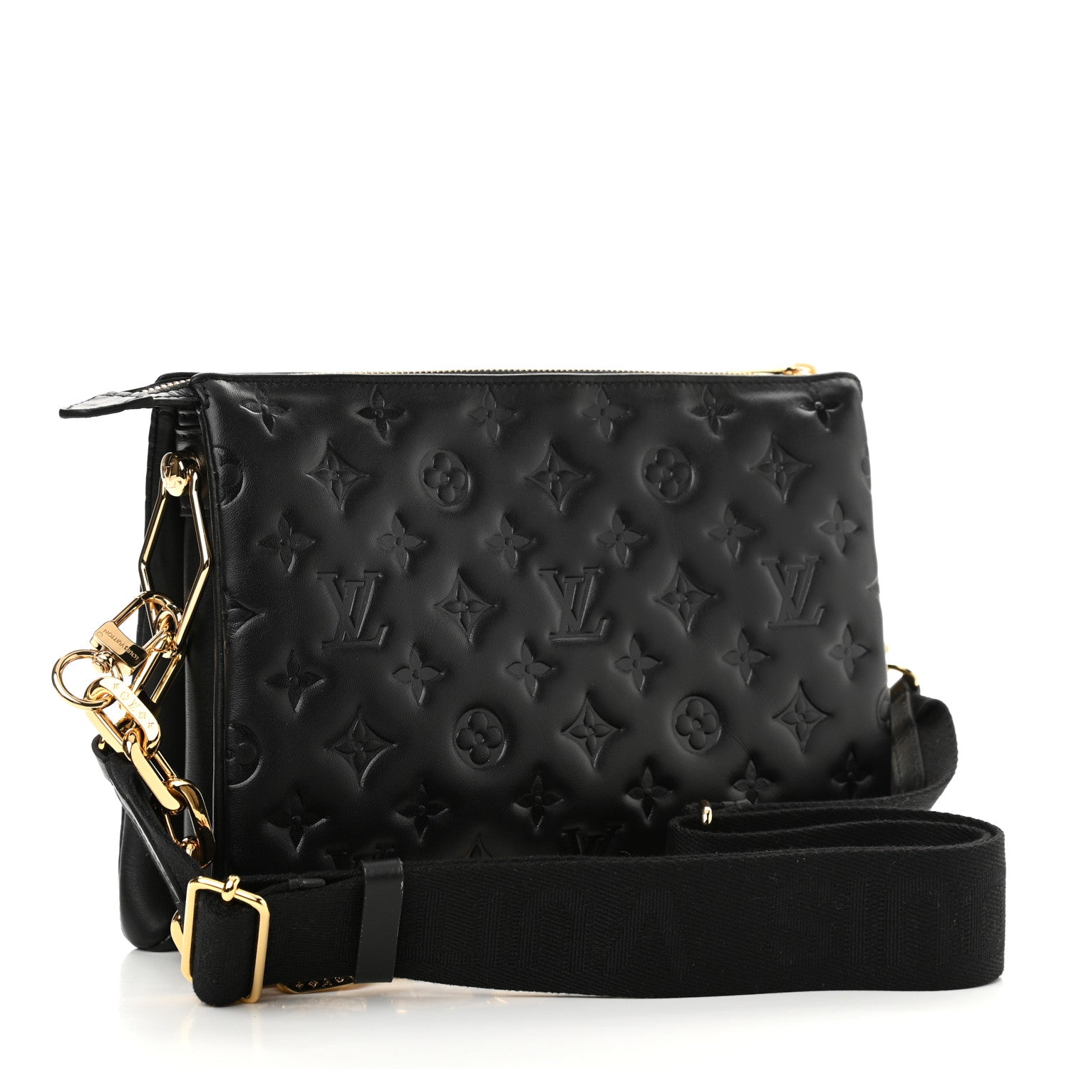Louis Vuitton Lambskin Embossed Monogram Coussin PM Black 3 of 10