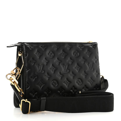 Louis Vuitton Lambskin Embossed Monogram Coussin PM Black 3 of 10