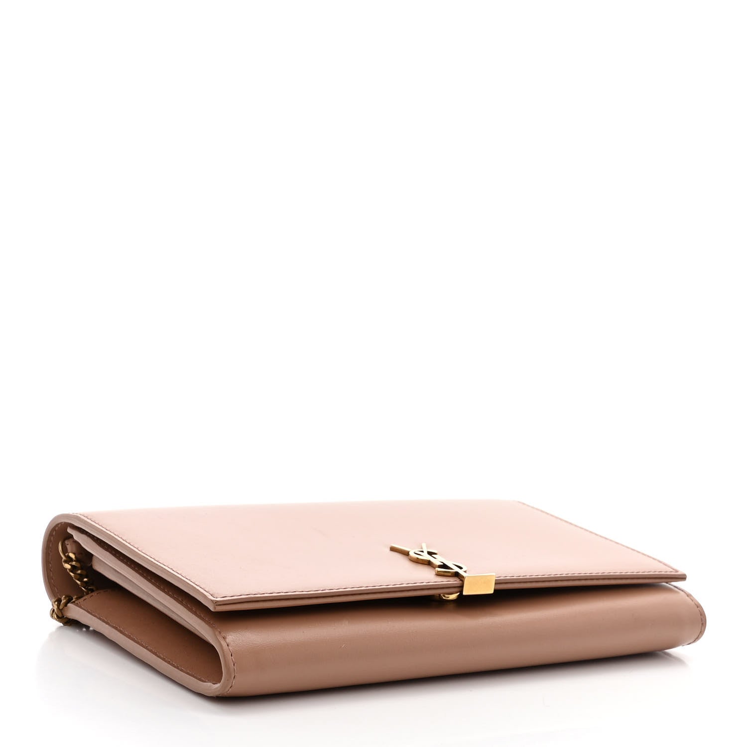 Saint Laurent Glossy Calfskin Monogram Chain Wallet Dark Beige 5 of 12