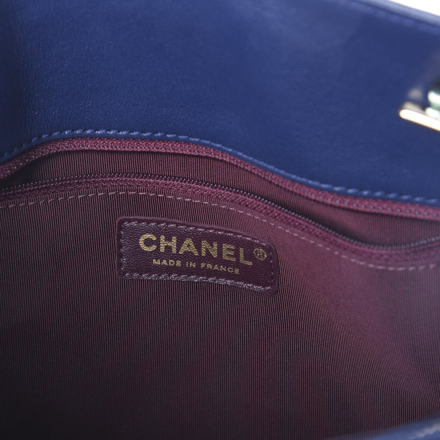 Sheepskin Quilted Mademoiselle Vintage Shopping Tote Navy