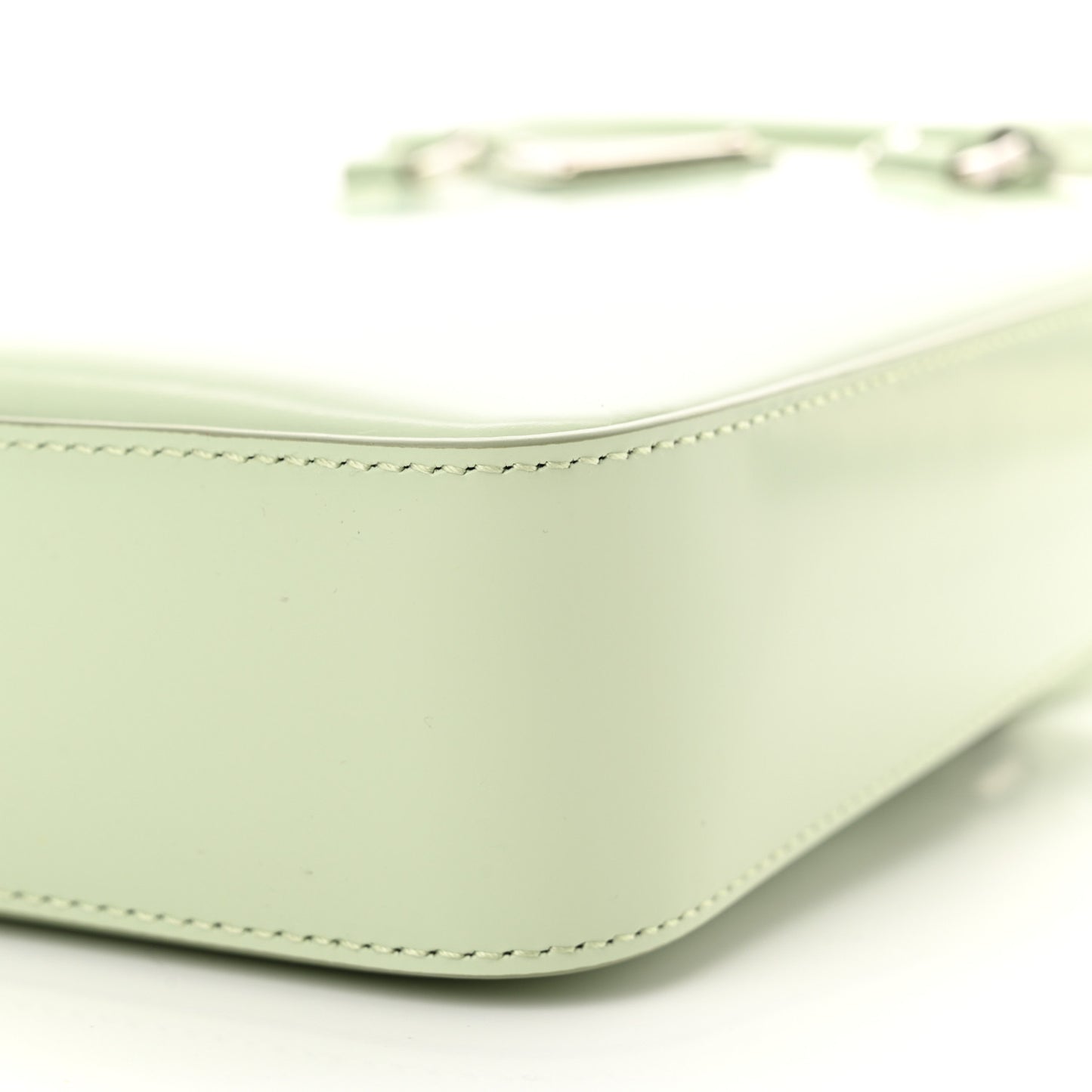Spazzolato Metal Triangle Logo Small Double Handle Crossbody Tote Acqua