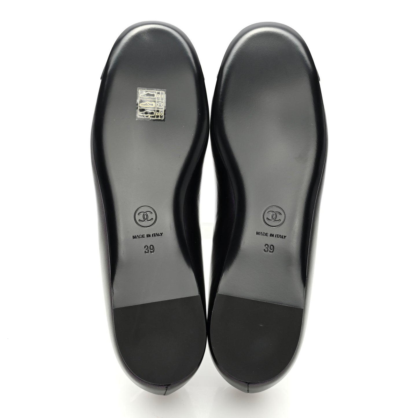 Pleated Lambskin Grosgrain Cap Toe CC Ballerina Flats 40.5 Black 39 Black