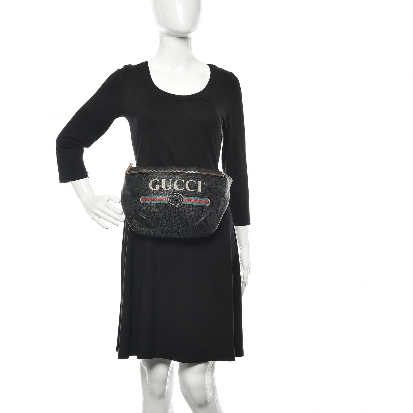 Grained Calfskin Logo Belt Bag Black