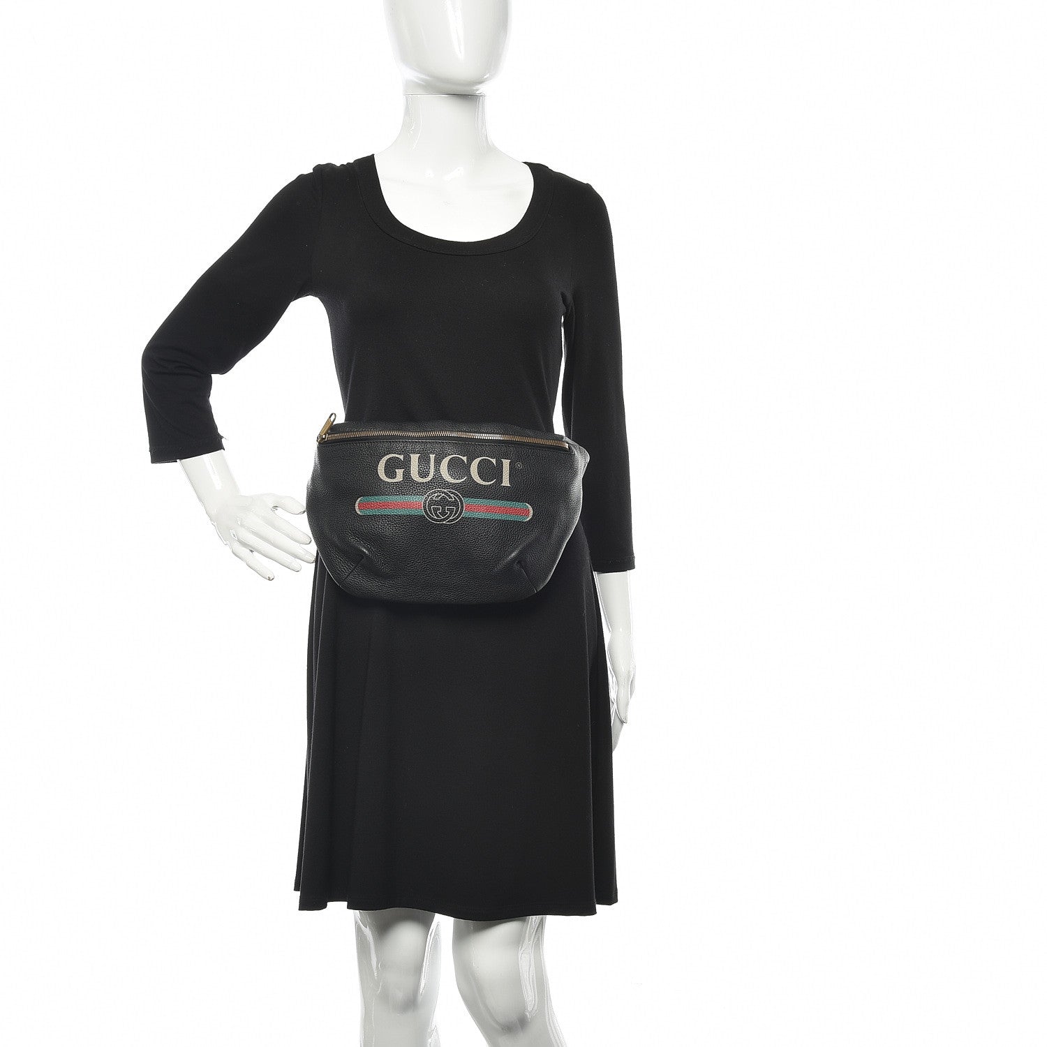 Gucci Grained Calfskin Logo Belt Bag Black 2 of 10