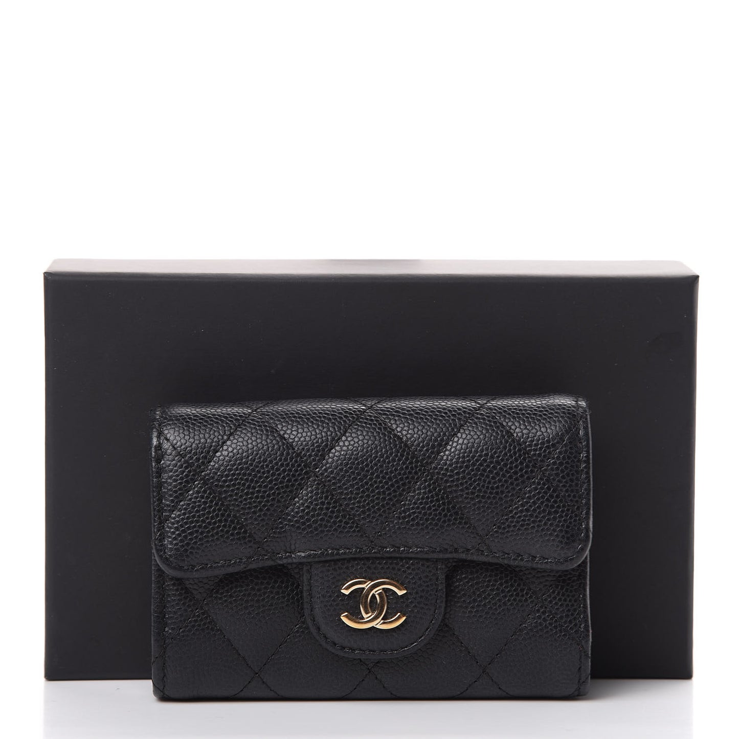 Caviar Quilted Classic 4 Key Holder Wallet Black