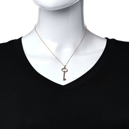 Tiffany 18K Rose Gold Small Oval Key Pendant Necklace 2 of 7