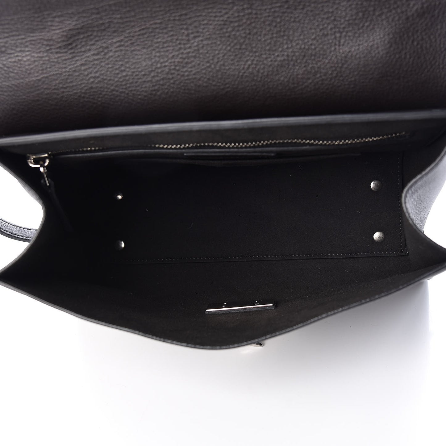 Grained Calfskin Medium Shark Lock Satchel Black