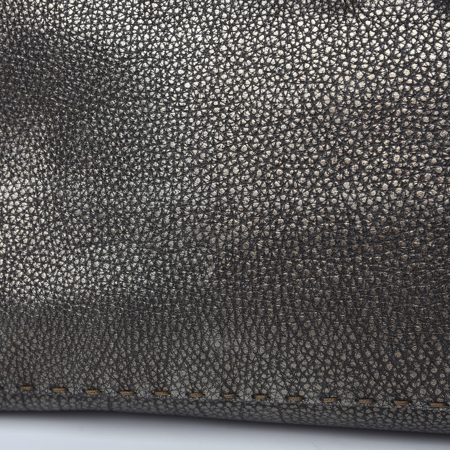 Fendi Metallic Calfskin Romano Selleria Large Villa Borghese Tote Black 9 of 13