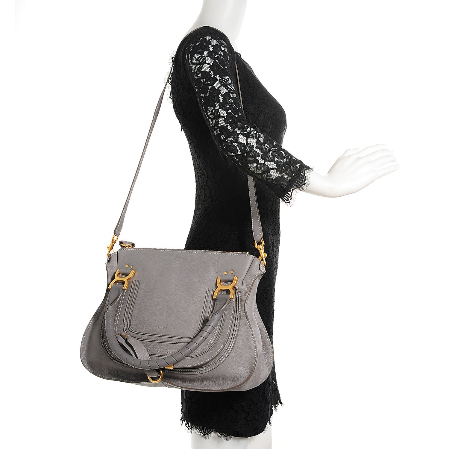 Chloe Calfskin Medium Marcie Satchel Cashmere Grey 2 of 9