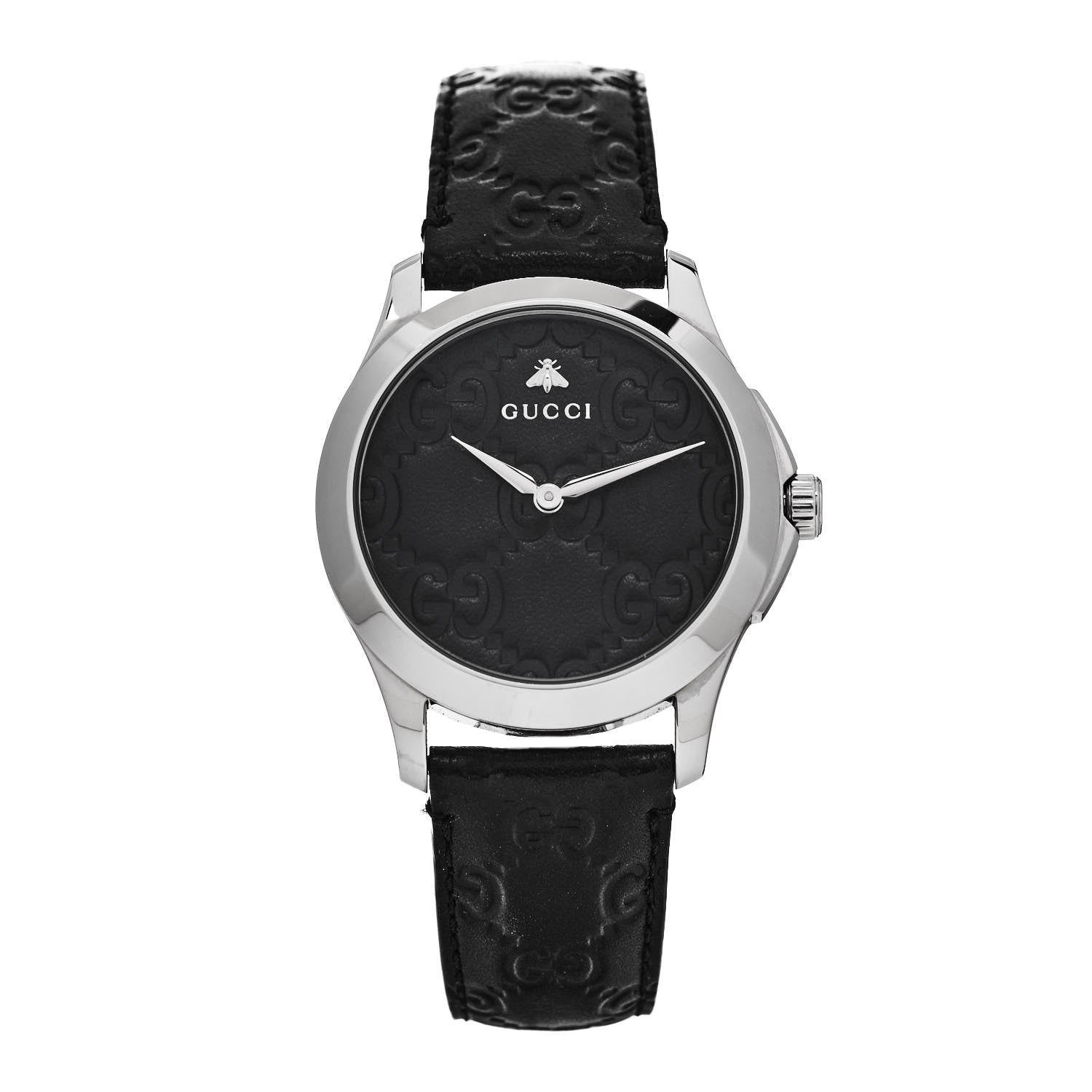 Gucci Stainless Steel Calfskin 38mm G-Timeless Quartz Watch Black 1 of 5