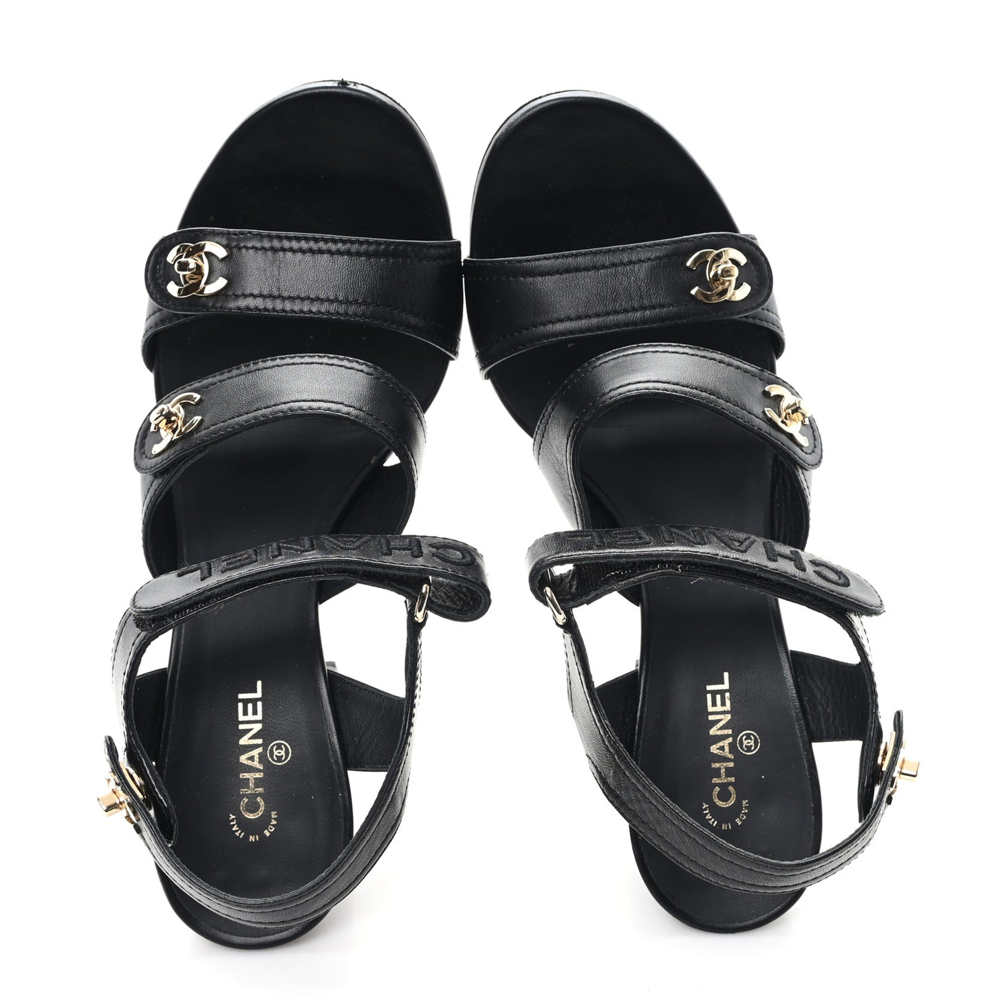 Lambskin CC Turnlock Sandals 41 Black