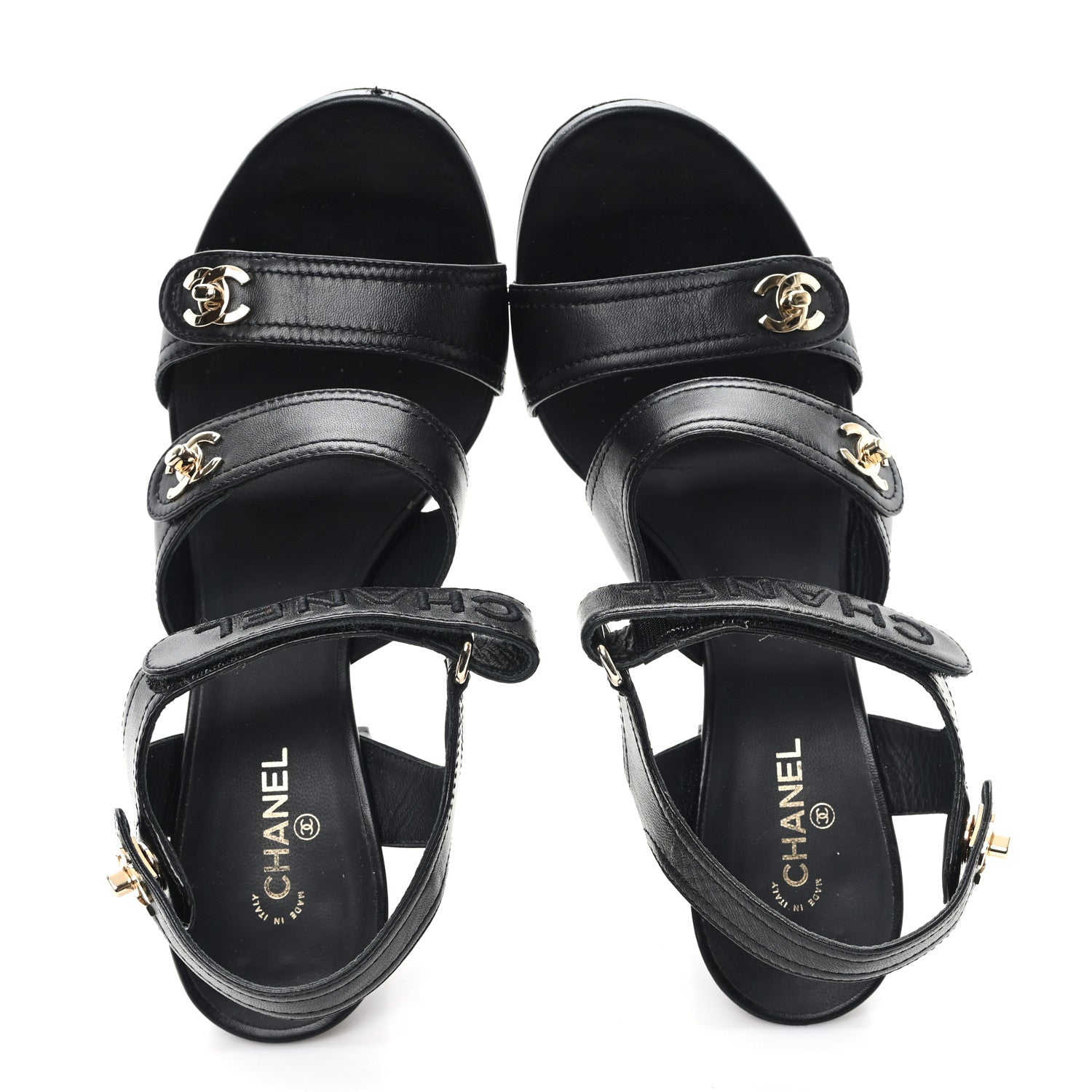 Chanel Lambskin CC Turnlock Sandals 41 Black 2 of 10