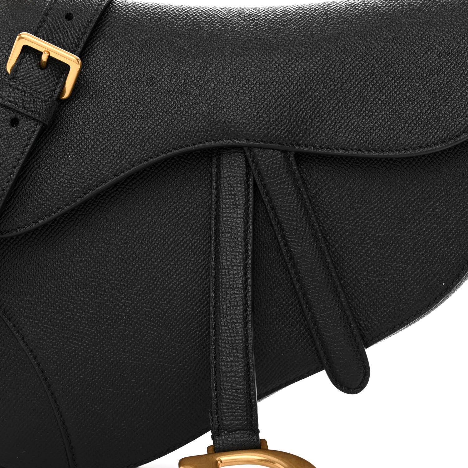 Christian Dior Grained Calfskin Saddle Bag With Strap Black 8 of 11