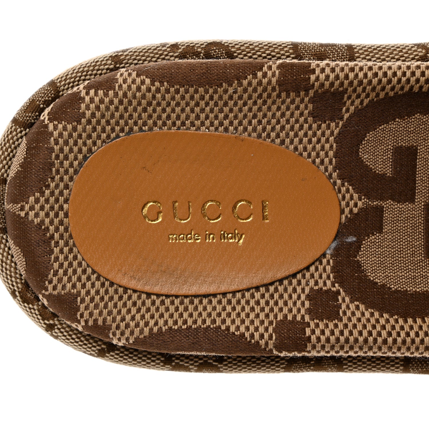 Gucci Monogram Maxi GG Angelina Platform 55mm Slide Sandals 38 Camel Ebony 5 of 9