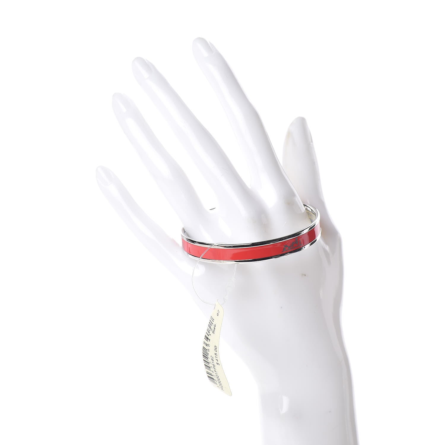 Hermes Enamel Printed Narrow Caleche Bracelet 62 Framboise 2 of 5