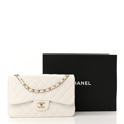 Chanel Caviar Quilted Jumbo Double Flap White 11 of 11