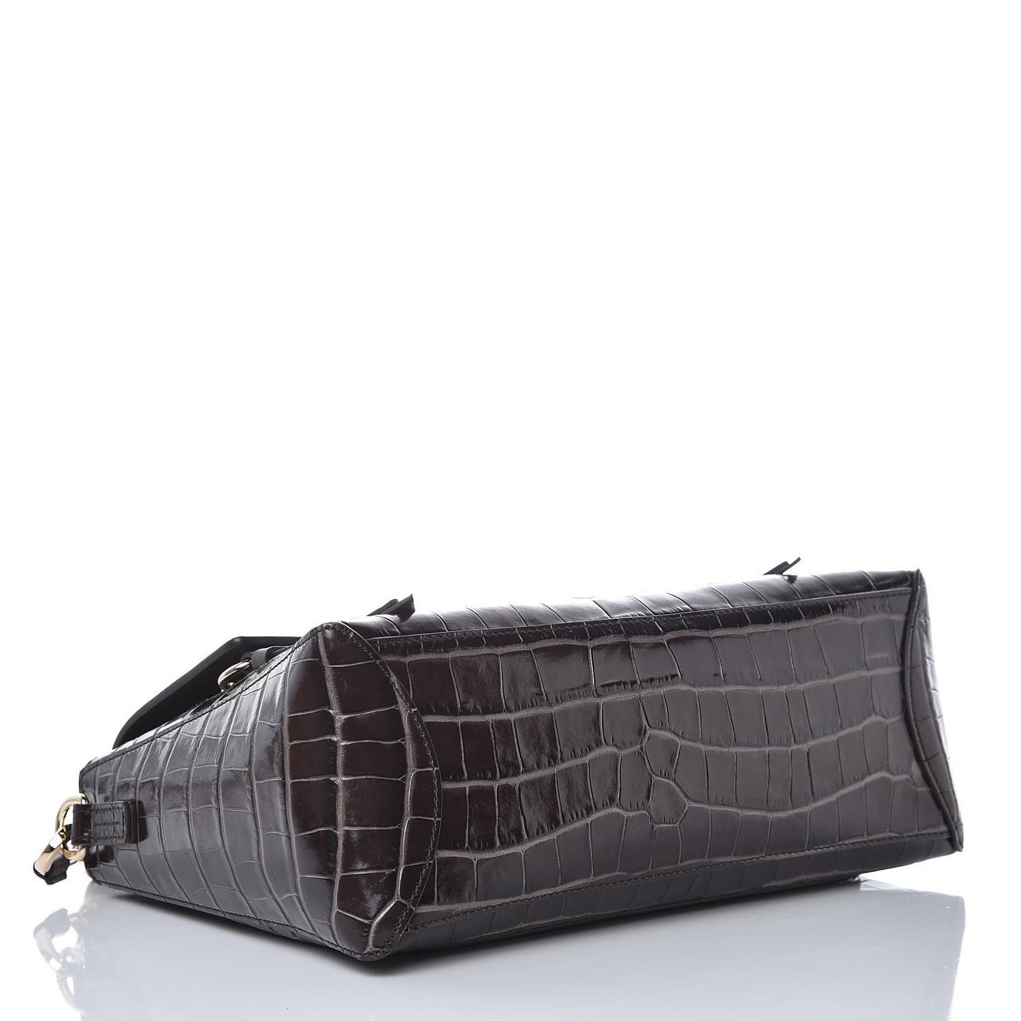 Calfskin Crocodile Embossed Small Faye Day Shoulder Bag Profound Brown