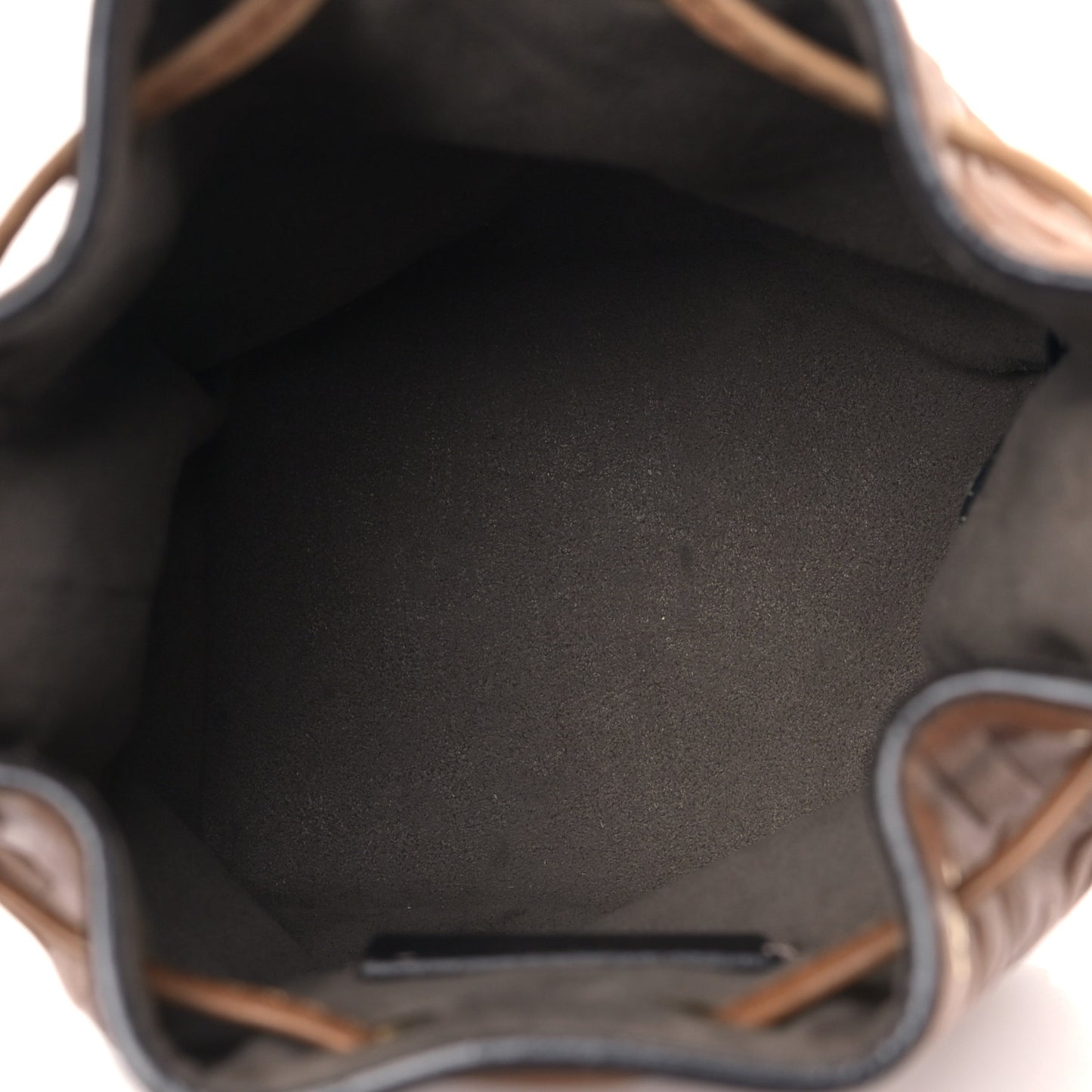 Vitello Liberty F is Fendi FF 1974 Embossed Mini Mon Tresor Bucket Bag Caramello