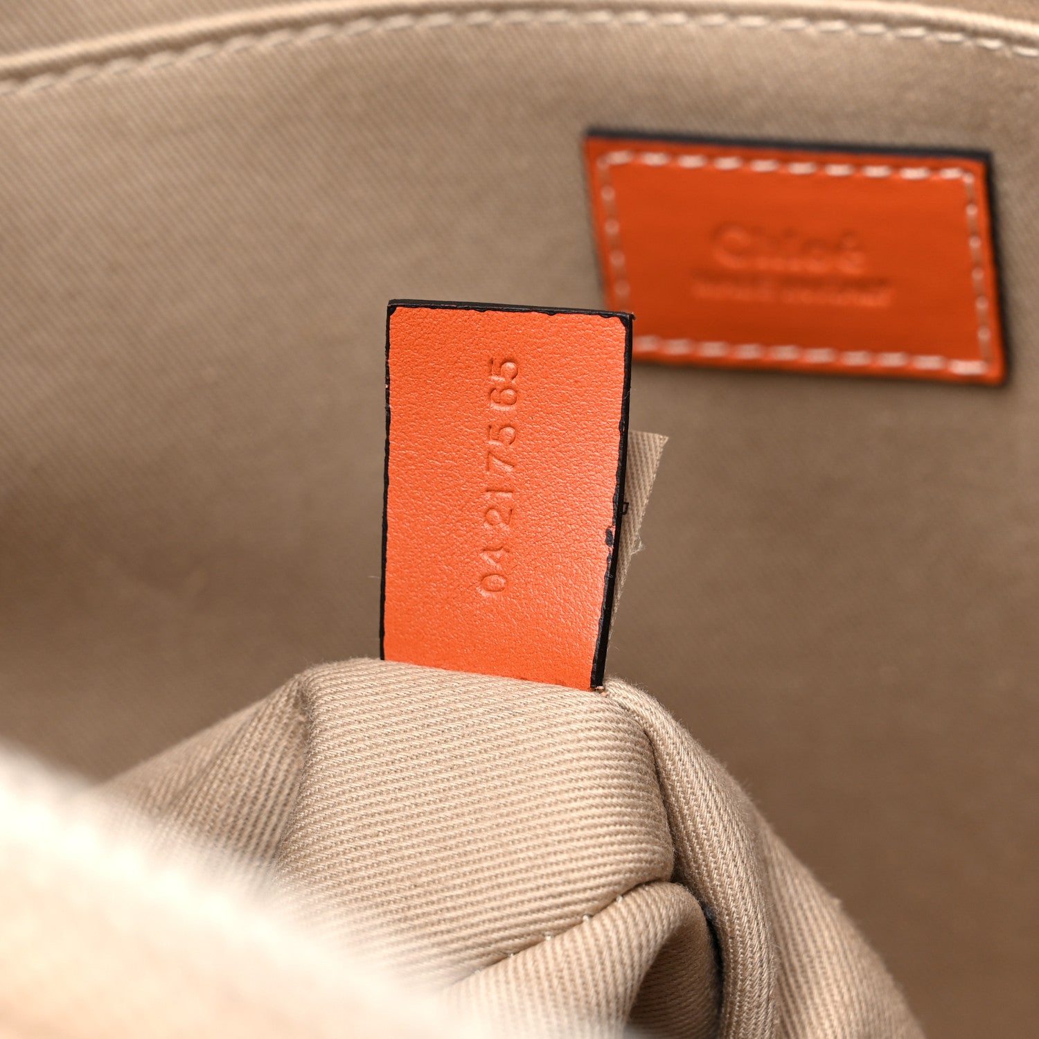 Chloe Cotton Calfskin Medium Woody Ribbon Tote Terracotta Orange 7 of 9